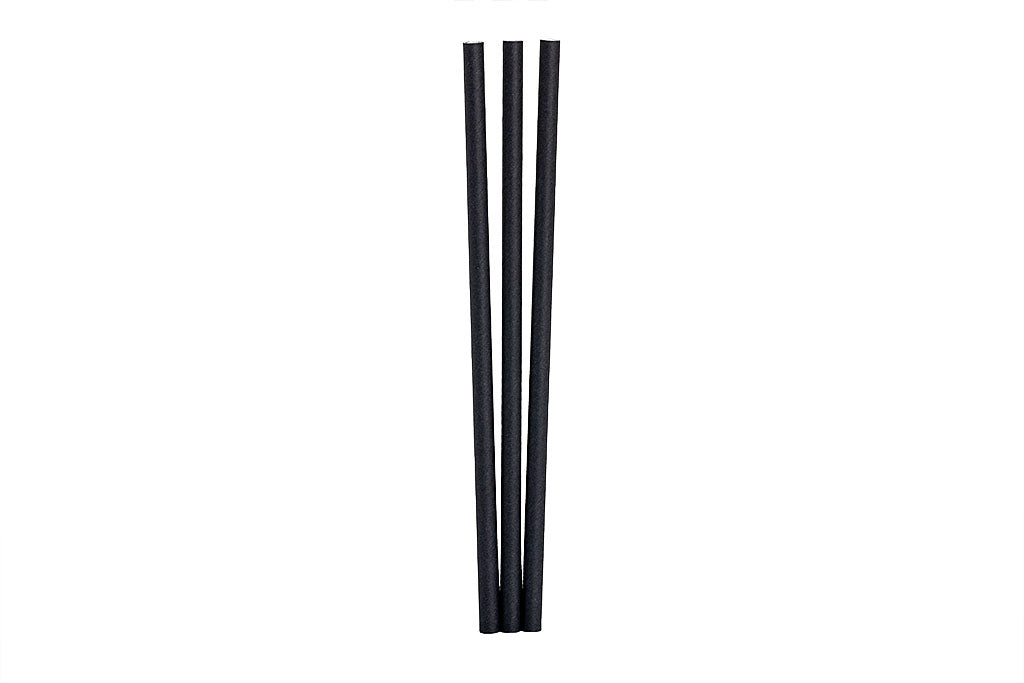 Trinkhalme, Jumbo Strohhalme aus Papier, gerade, schwarz, 230 mm lang, ⌀8 mm